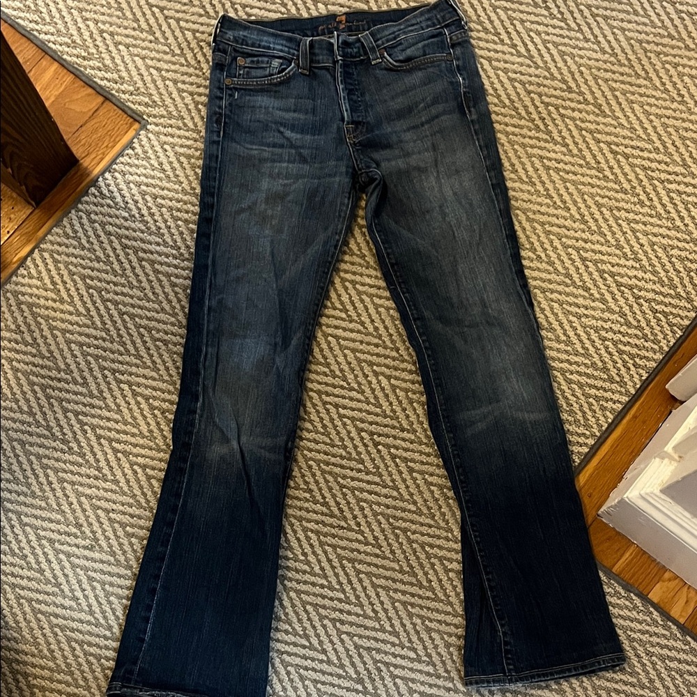 7 For All Mankind Dark Blue Button-Fly Jeans